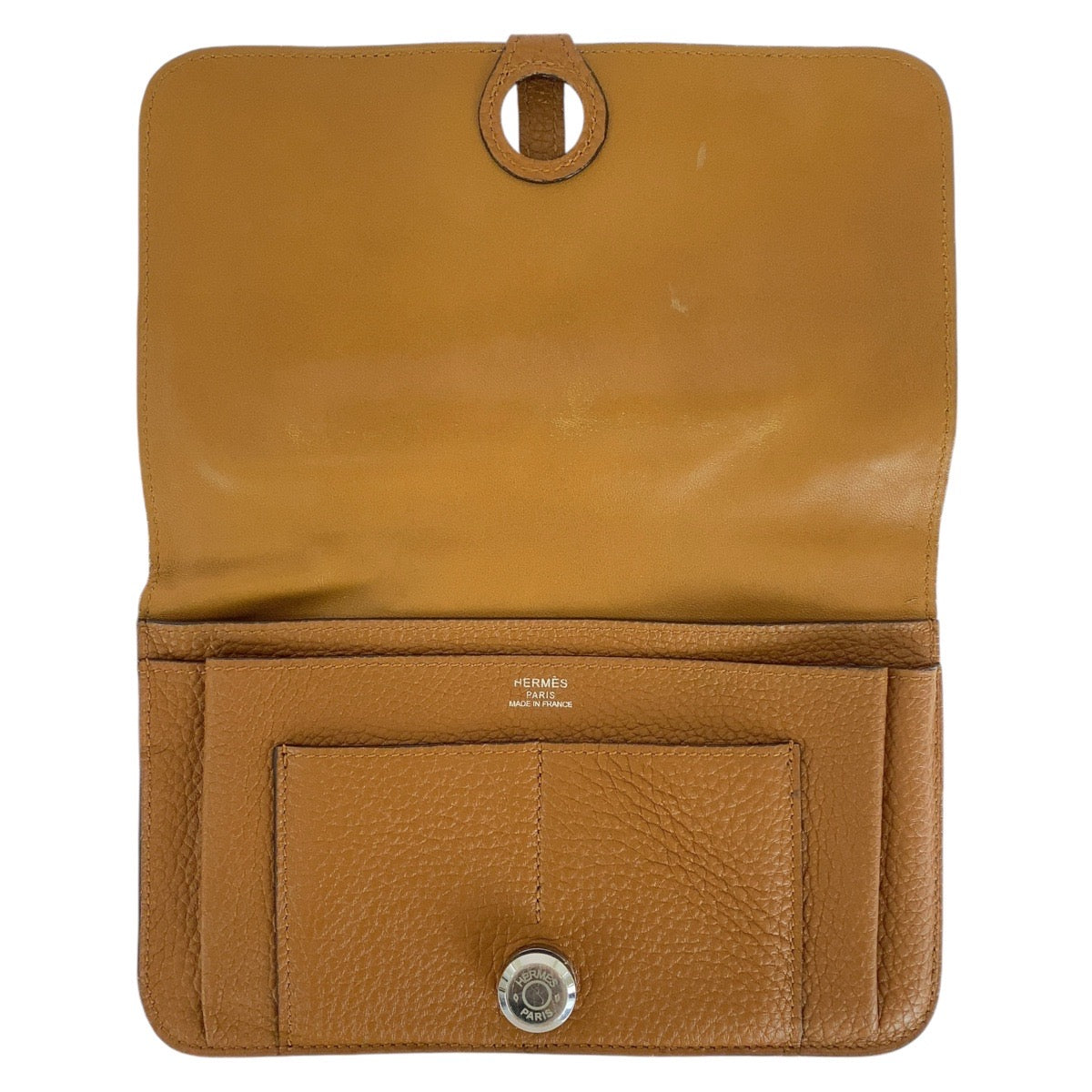 13703
HERMES エルメス ドゴンGM ゴールド ライトブラウン キャメル シルバー金具 トゴ 長財布 ロングウォレット 男女兼用 K刻印  レディース AB34