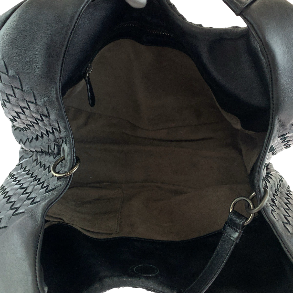 BOTTEGAVENETA Bottega Veneta Intrecciato Campana Black Silver Hardware Leather Hobo Shoulder Bag for Women