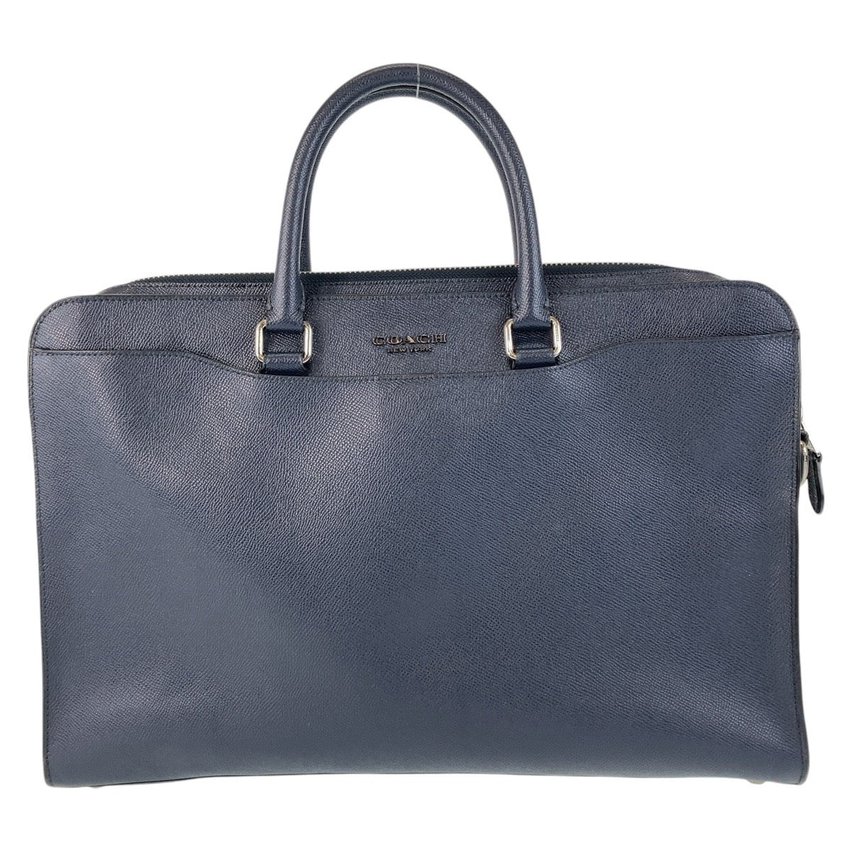 13705
COACH コーチ ネイビー シルバー金具 レザー ビジネスバッグ ブリーフケース  メンズ
