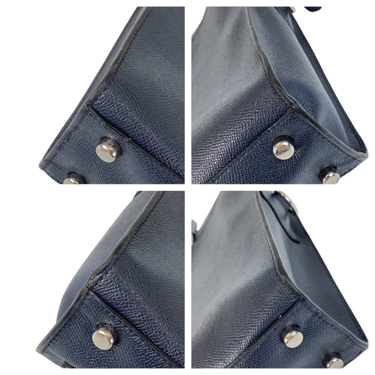 13705
COACH コーチ ネイビー シルバー金具 レザー ビジネスバッグ ブリーフケース  メンズ