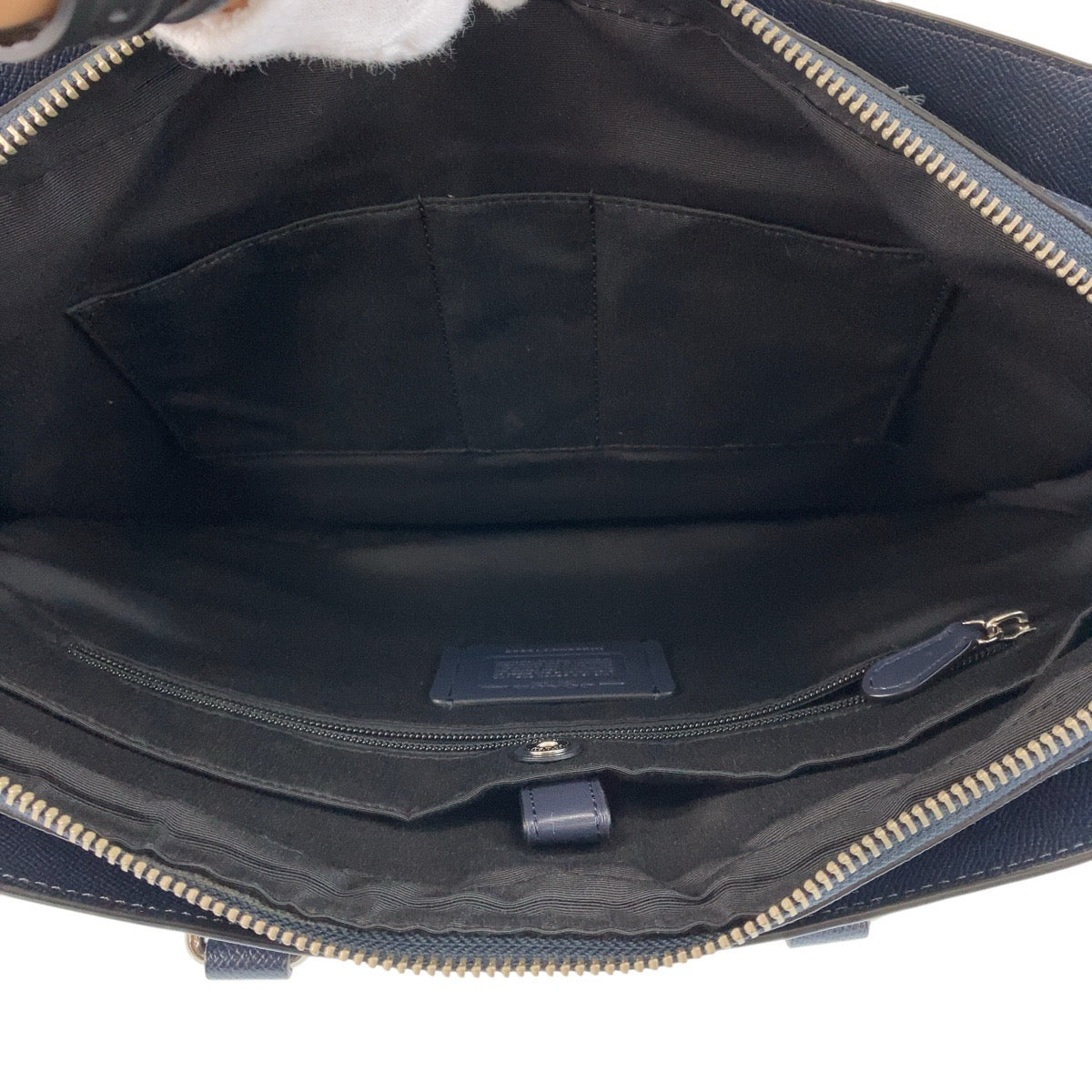 13705
COACH コーチ ネイビー シルバー金具 レザー ビジネスバッグ ブリーフケース  メンズ