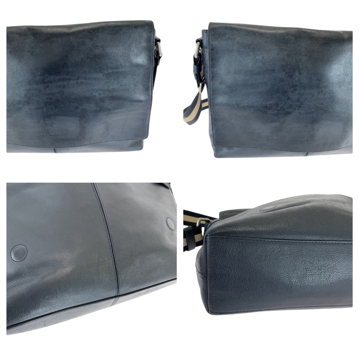 14176
COACH コーチ ネイビー ベージュ シルバー金具 レザー F54792 ショルダーバッグ メッセンジャーバッグ  メンズ