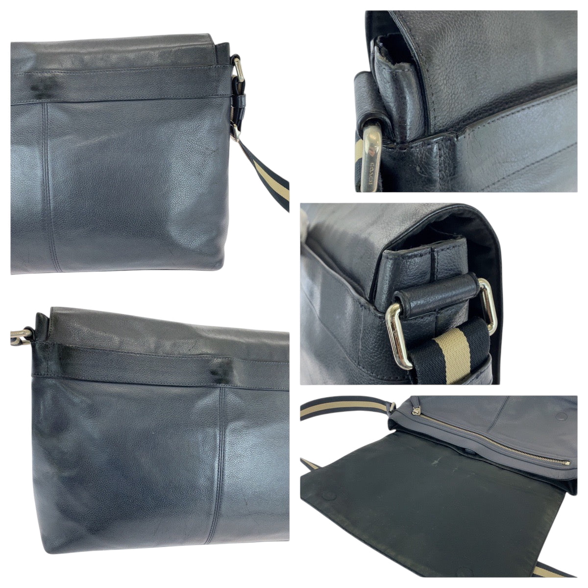 14176
COACH コーチ ネイビー ベージュ シルバー金具 レザー F54792 ショルダーバッグ メッセンジャーバッグ  メンズ