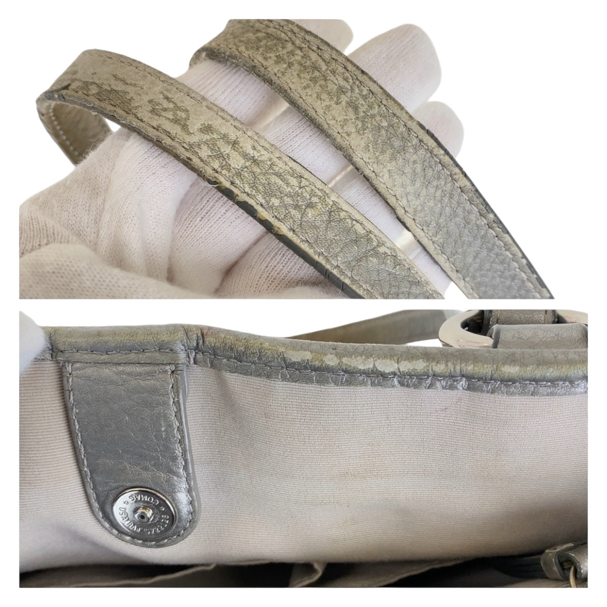 13706
COACH コーチ シグネチャー 水色 シルバー シルバー金具 PVC トートバッグ ショルダーバッグ レディース AB5