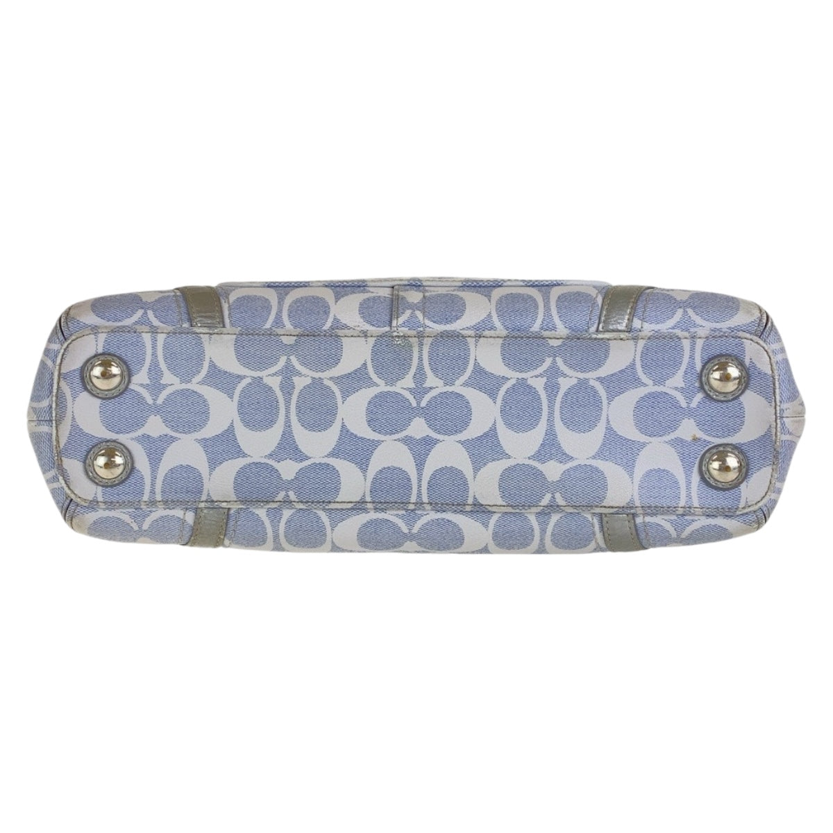 13706
COACH コーチ シグネチャー 水色 シルバー シルバー金具 PVC トートバッグ ショルダーバッグ レディース AB5