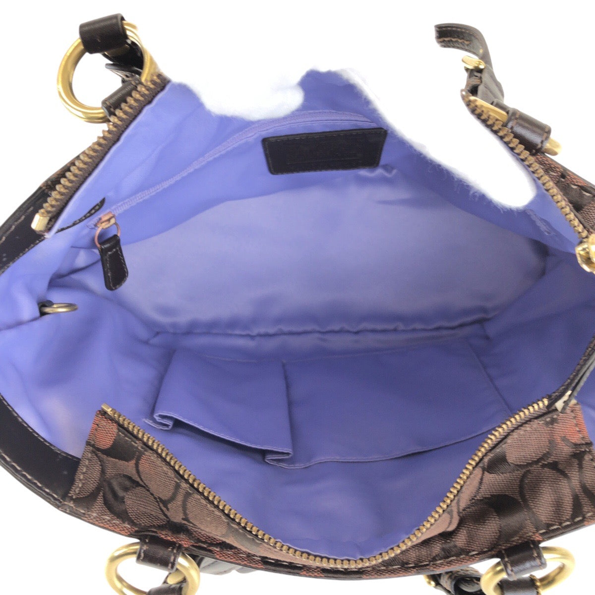13707
COACH コーチ シグネチャー ブラウン ゴールド金具 キャンバス / レザー トートバッグ ハンドバッグ  レディース