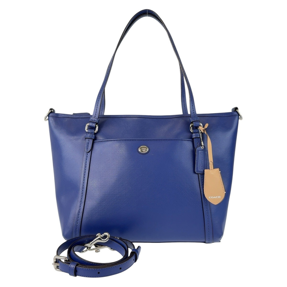 13708
COACH コーチ ブルー シルバー金具 レザー トートバッグ ショルダーバッグ 2way  レディース