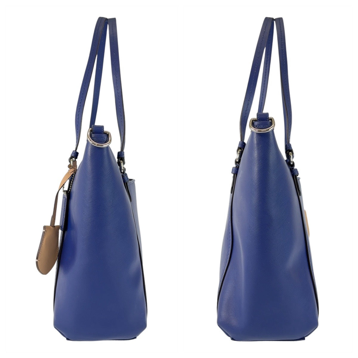 13708
COACH コーチ ブルー シルバー金具 レザー トートバッグ ショルダーバッグ 2way  レディース