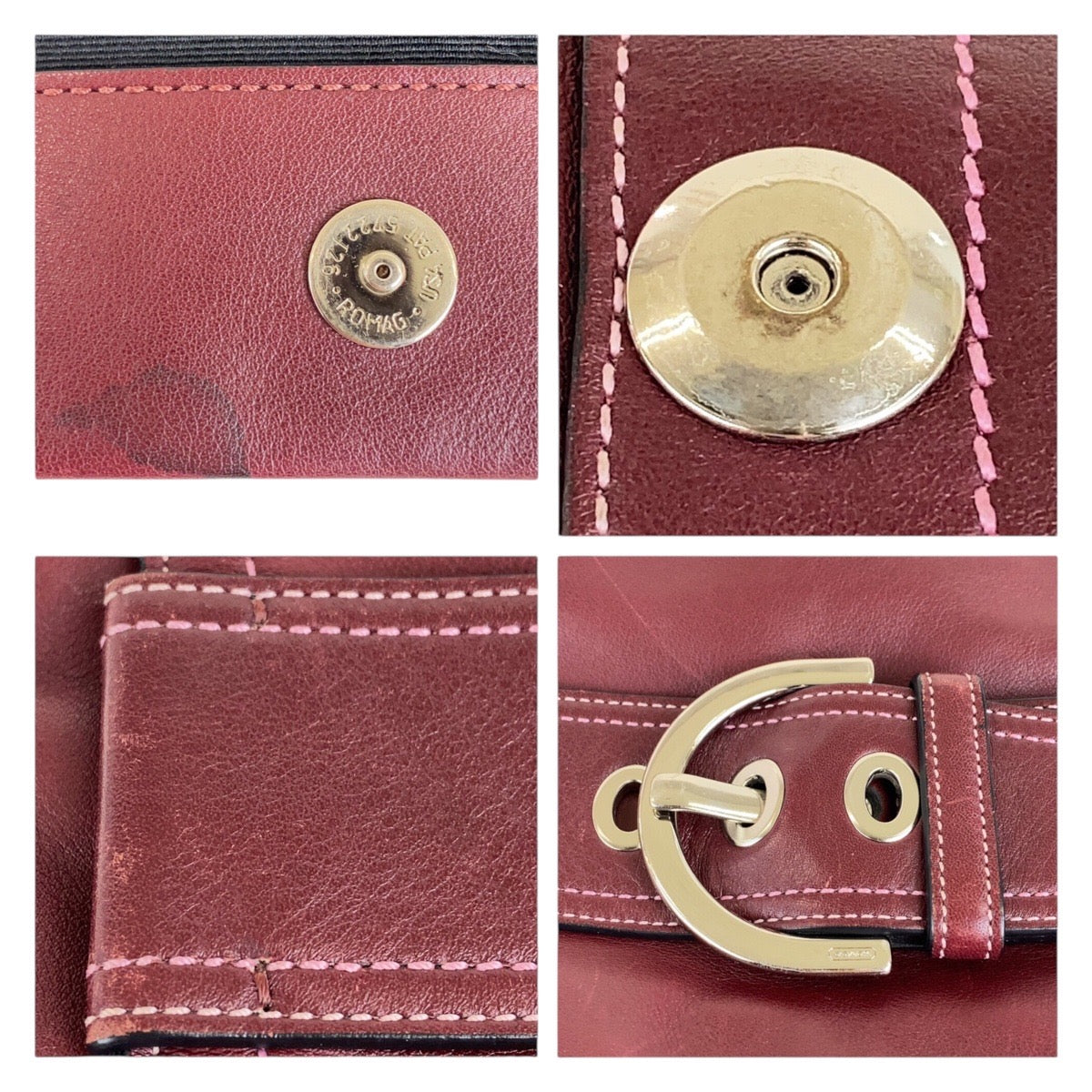 13709
COACH コーチ ワインレッド シルバー金具 レザー 斜め掛け ショルダーバッグ  レディース