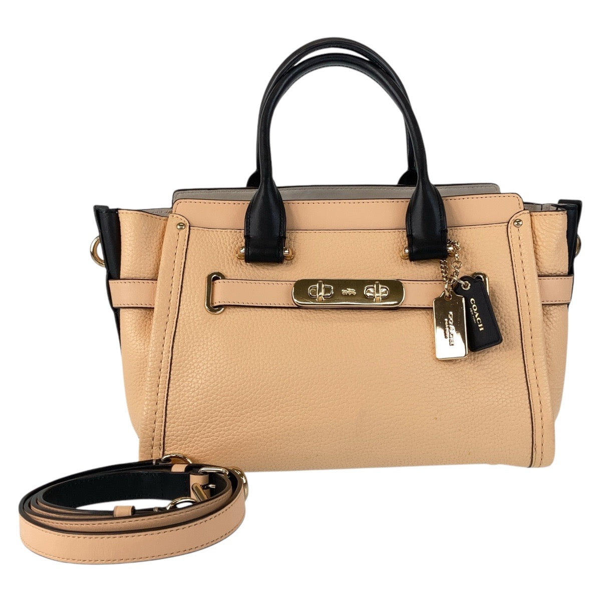 13710
COACH コーチ ピンクベージュ ゴールド金具 レザー トートバッグ ショルダーバッグ 2way  レディース