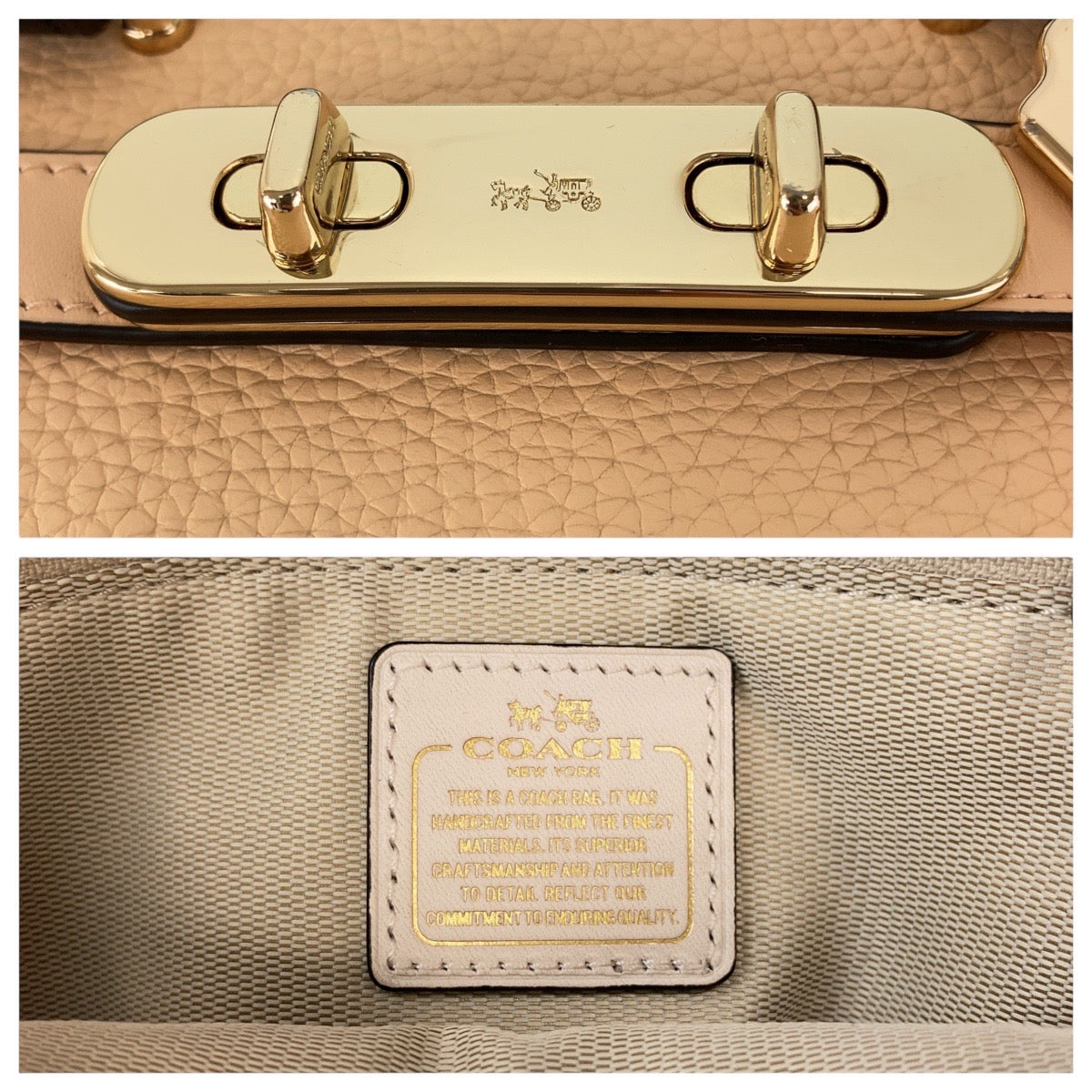 13710
COACH コーチ ピンクベージュ ゴールド金具 レザー トートバッグ ショルダーバッグ 2way  レディース