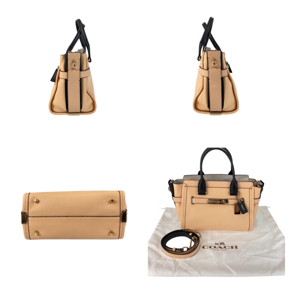 13710
COACH コーチ ピンクベージュ ゴールド金具 レザー トートバッグ ショルダーバッグ 2way  レディース