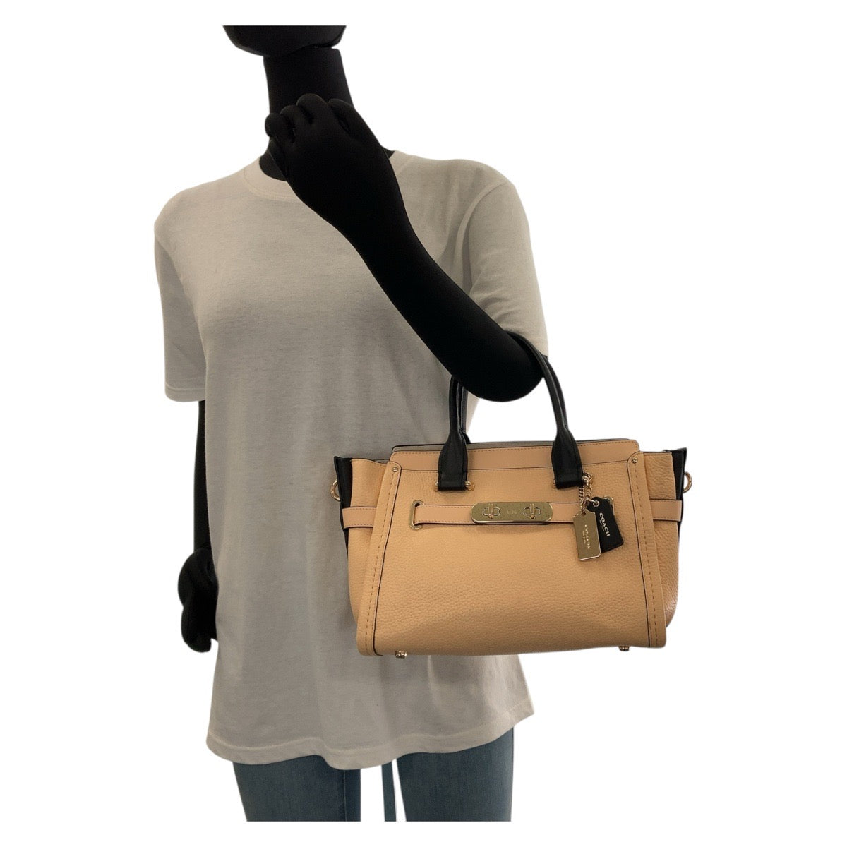13710
COACH コーチ ピンクベージュ ゴールド金具 レザー トートバッグ ショルダーバッグ 2way  レディース