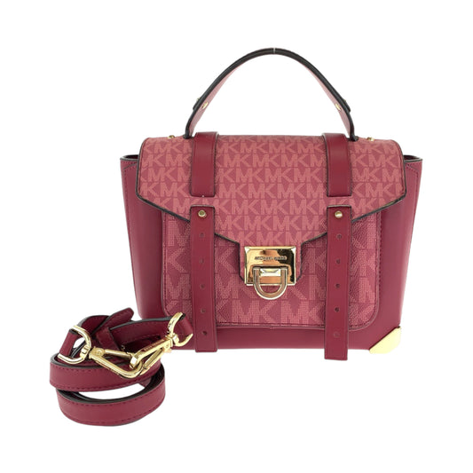 13713
Michael Kors マイケルコース シグネチャー マンハッタン バーガンディ ピンク ゴールド金具 レザー ショルダーバッグ ハンドバッグ 2way  レディース