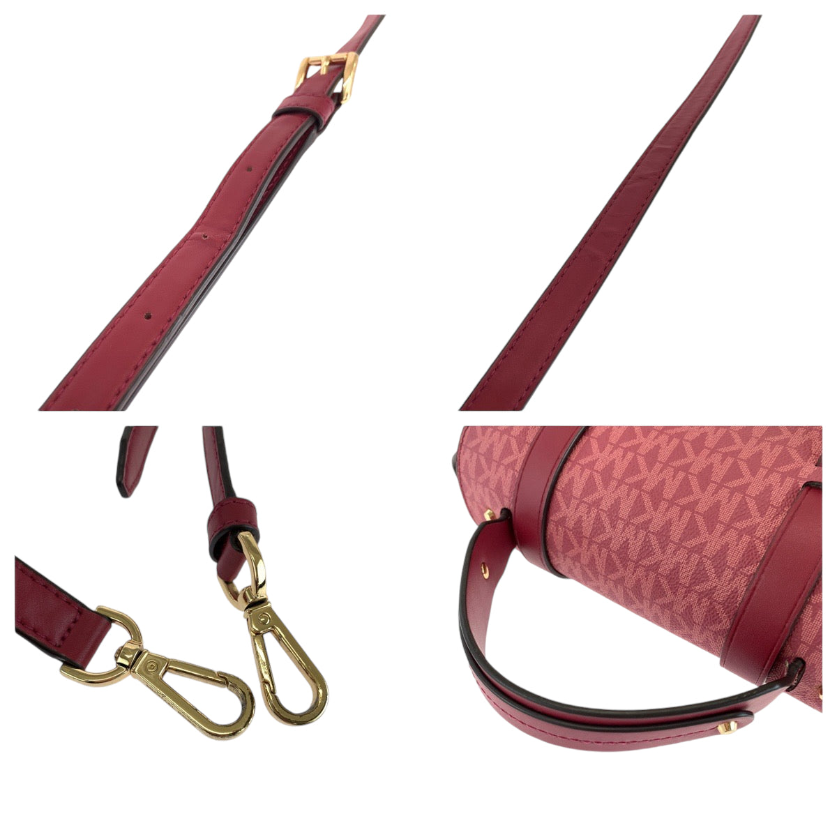 13713
Michael Kors マイケルコース シグネチャー マンハッタン バーガンディ ピンク ゴールド金具 レザー ショルダーバッグ ハンドバッグ 2way  レディース
