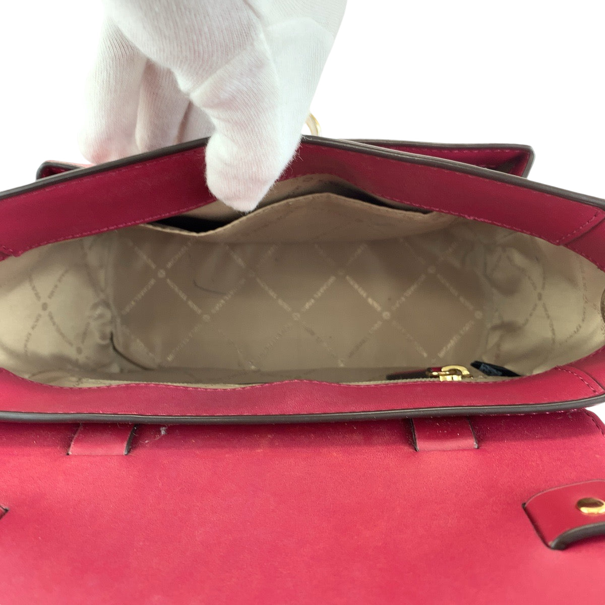 13713
Michael Kors マイケルコース シグネチャー マンハッタン バーガンディ ピンク ゴールド金具 レザー ショルダーバッグ ハンドバッグ 2way  レディース