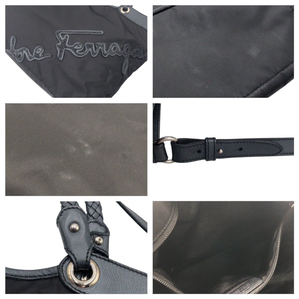 Salvatore Ferragamo サルヴァトーレフェラガモ ブラック 黒 ナイロン トートバッグ ショルダーバッグ ハンドバッグ 2way  レディース