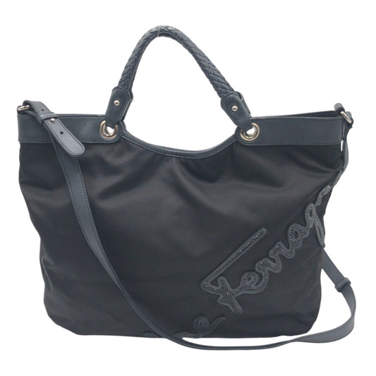 Salvatore Ferragamo サルヴァトーレフェラガモ ブラック 黒 ナイロン トートバッグ ショルダーバッグ ハンドバッグ 2way  レディース