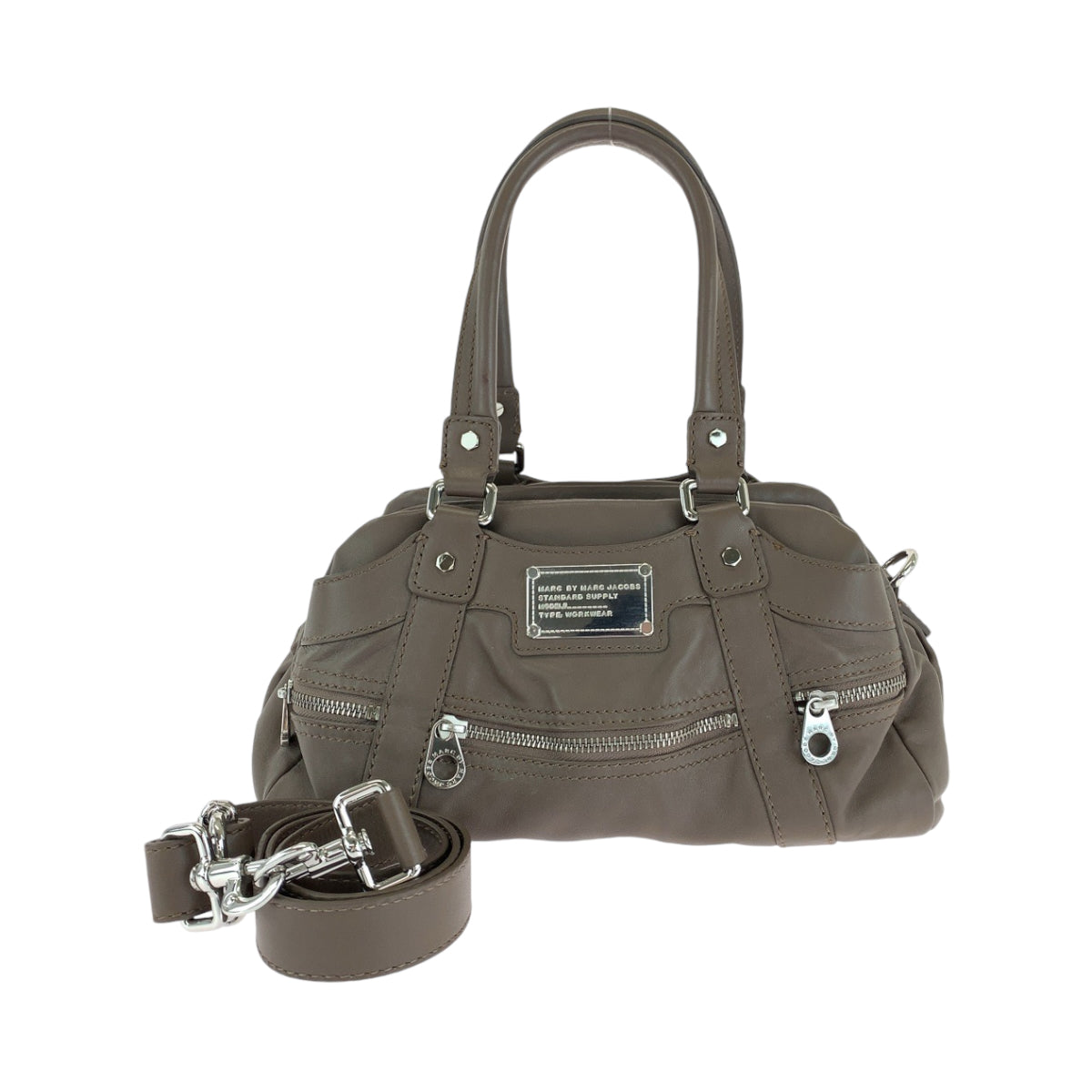 13715
MARC BY MARC JACOBS マークバイマークジェイコブス ブラウン シルバー金具 レザー ショルダーバッグ ハンドバッグ 2way  レディース