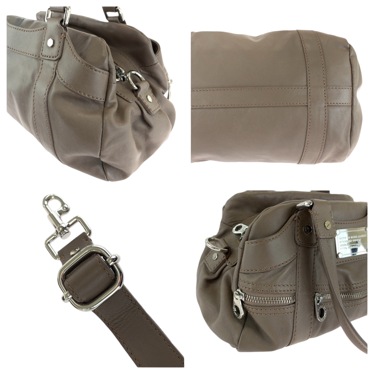 13715
MARC BY MARC JACOBS マークバイマークジェイコブス ブラウン シルバー金具 レザー ショルダーバッグ ハンドバッグ 2way  レディース