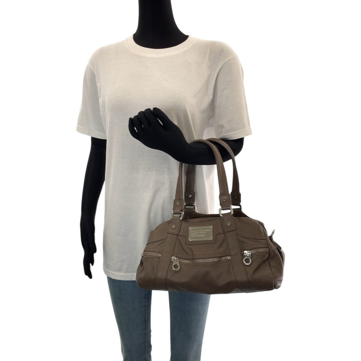 13715
MARC BY MARC JACOBS マークバイマークジェイコブス ブラウン シルバー金具 レザー ショルダーバッグ ハンドバッグ 2way  レディース