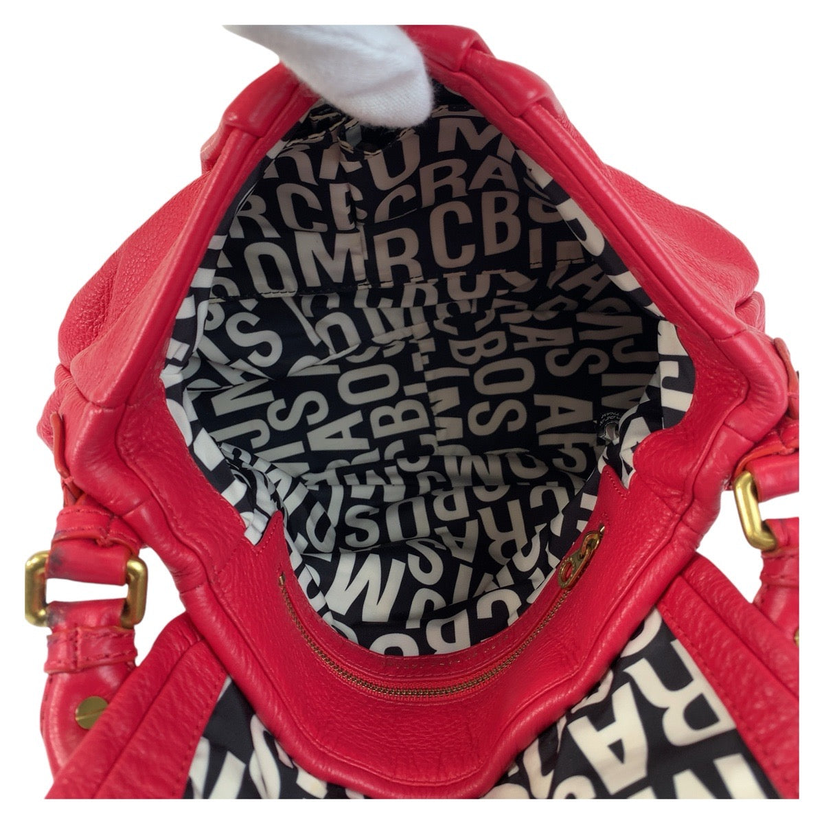 13716
MARC BY MARC JACOBS マークバイマークジェイコブス レッド ゴールド金具 レザー ハンドバッグ ショルダーバッグ 2way  レディース