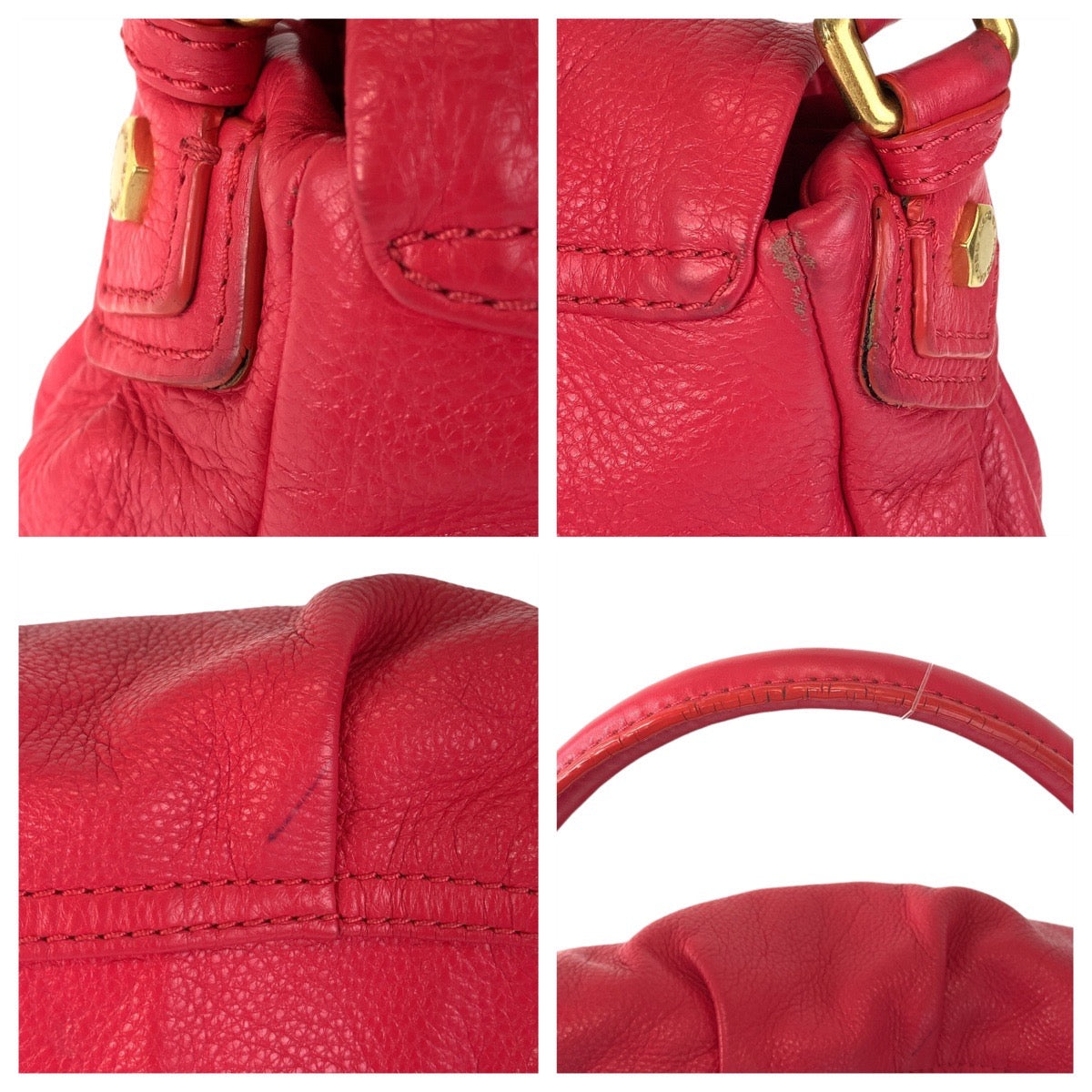 13716
MARC BY MARC JACOBS マークバイマークジェイコブス レッド ゴールド金具 レザー ハンドバッグ ショルダーバッグ 2way  レディース