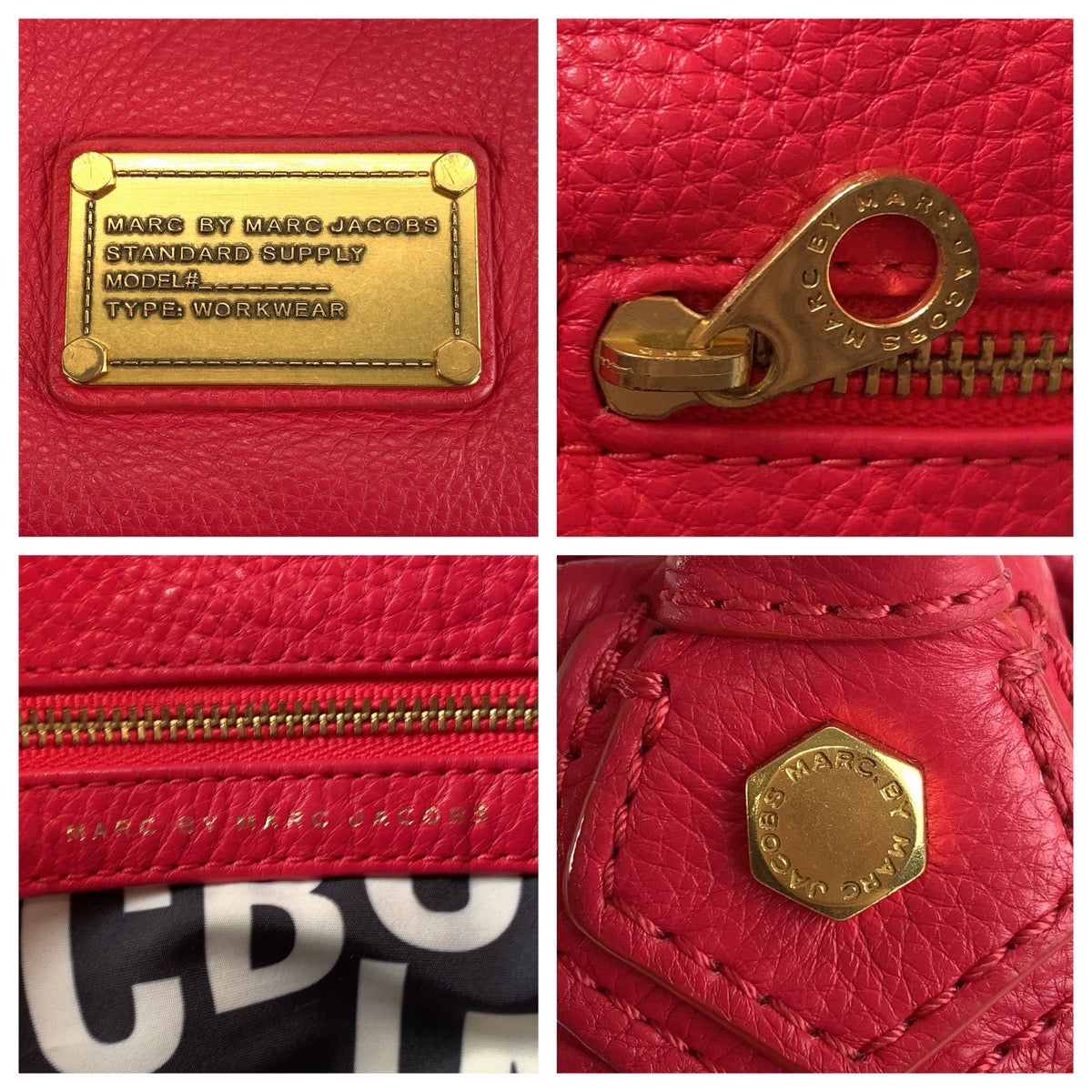 13716
MARC BY MARC JACOBS マークバイマークジェイコブス レッド ゴールド金具 レザー ハンドバッグ ショルダーバッグ 2way  レディース