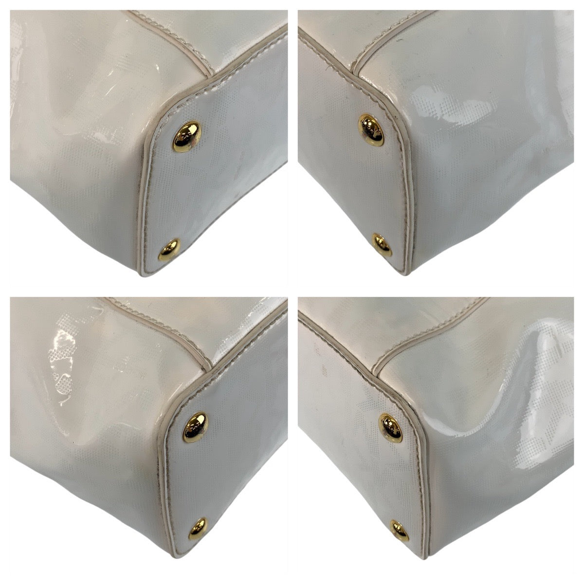 13717
Michael Kors マイケルコース ホワイト ゴールド金具 エナメル トートバッグ ショルダーバッグ  レディース AB5