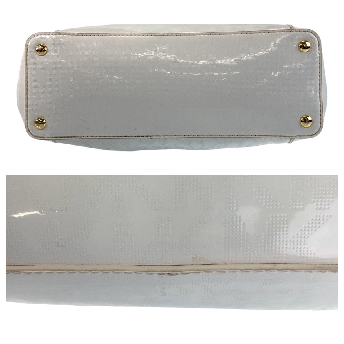 13717
Michael Kors マイケルコース ホワイト ゴールド金具 エナメル トートバッグ ショルダーバッグ  レディース AB5