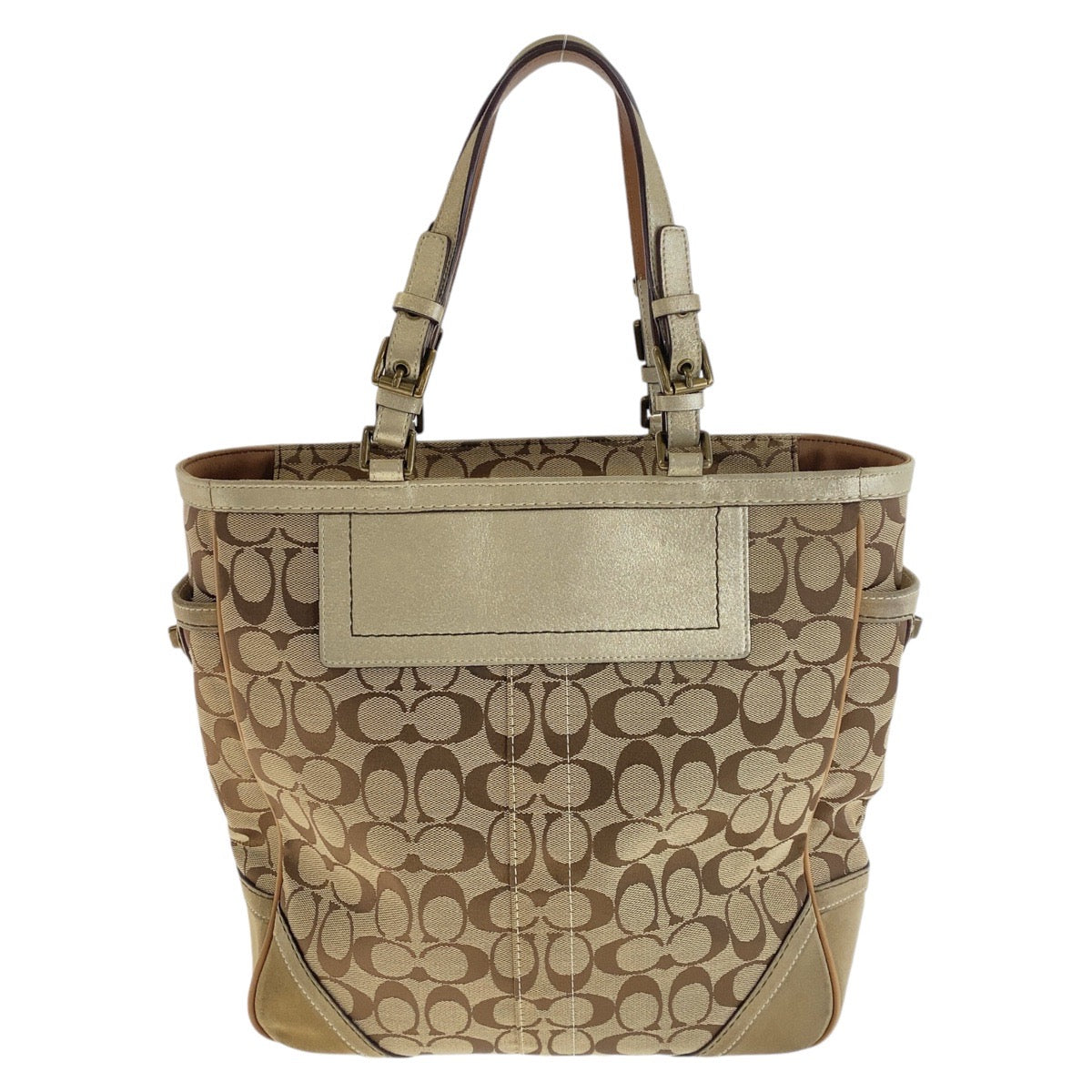 13719
COACH コーチ シグネチャー ベージュ ゴールド ゴールド金具 キャンバス トートバッグ ショルダーバッグ  レディース ABP5
