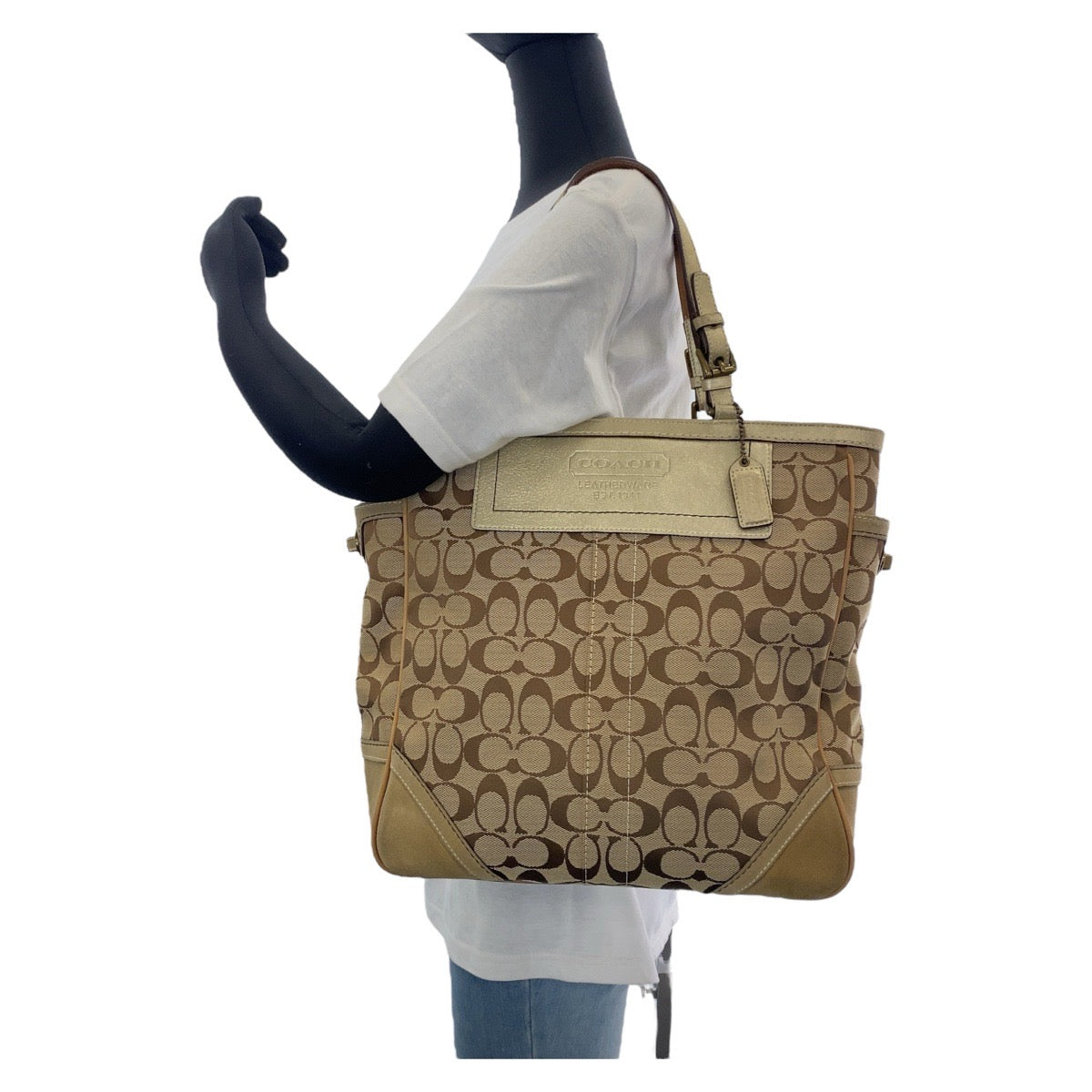 13719
COACH コーチ シグネチャー ベージュ ゴールド ゴールド金具 キャンバス トートバッグ ショルダーバッグ  レディース ABP5