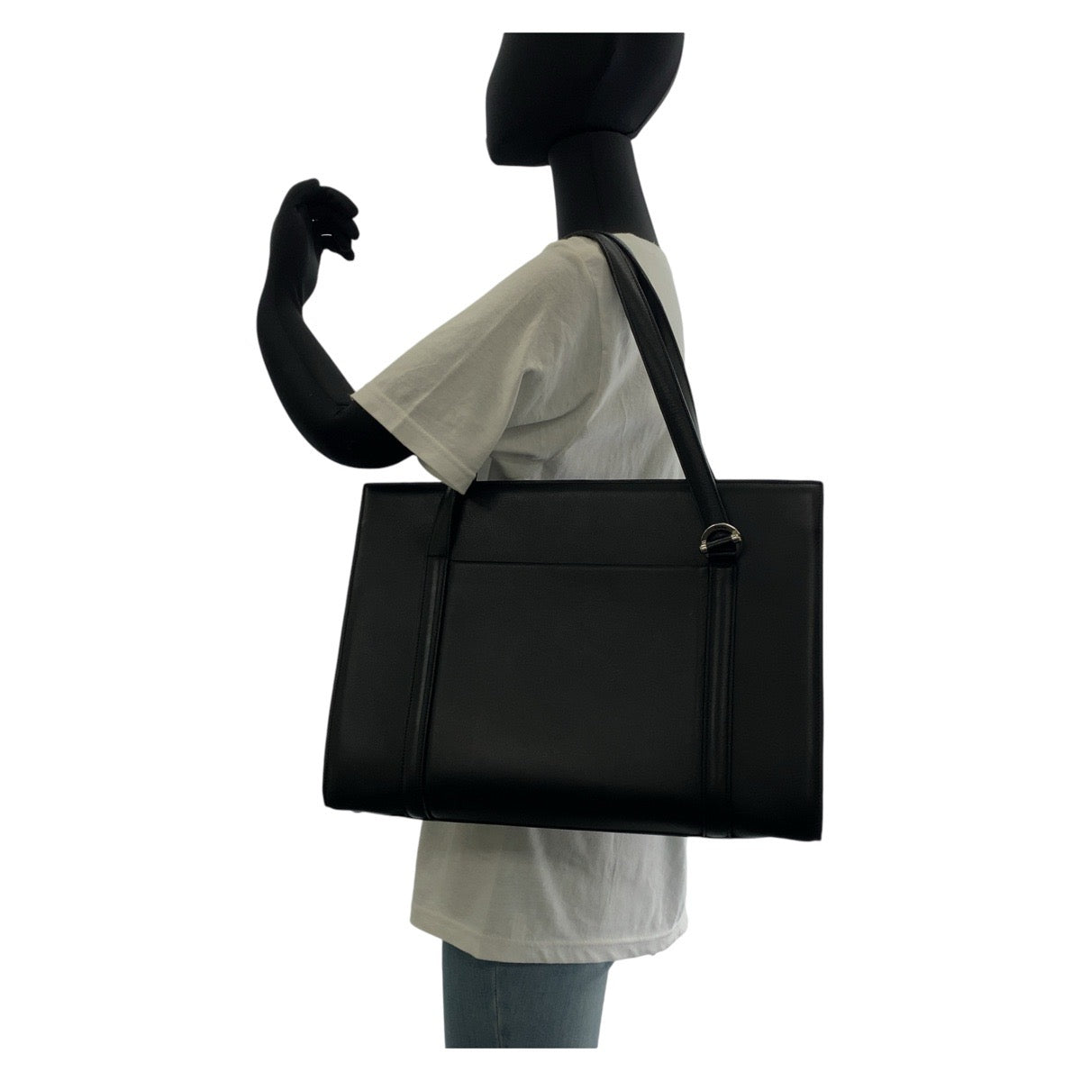 13720
CARTIER カルティエ ブラック 黒 シルバー金具 レザー トートバッグ ショルダーバッグ A4収納 男女兼用  レディース
