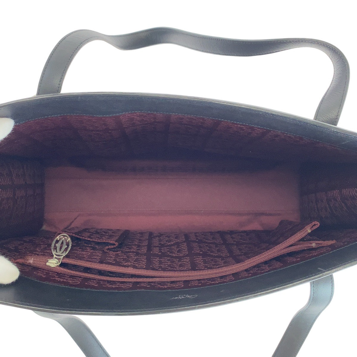 13720
CARTIER カルティエ ブラック 黒 シルバー金具 レザー トートバッグ ショルダーバッグ A4収納 男女兼用  レディース