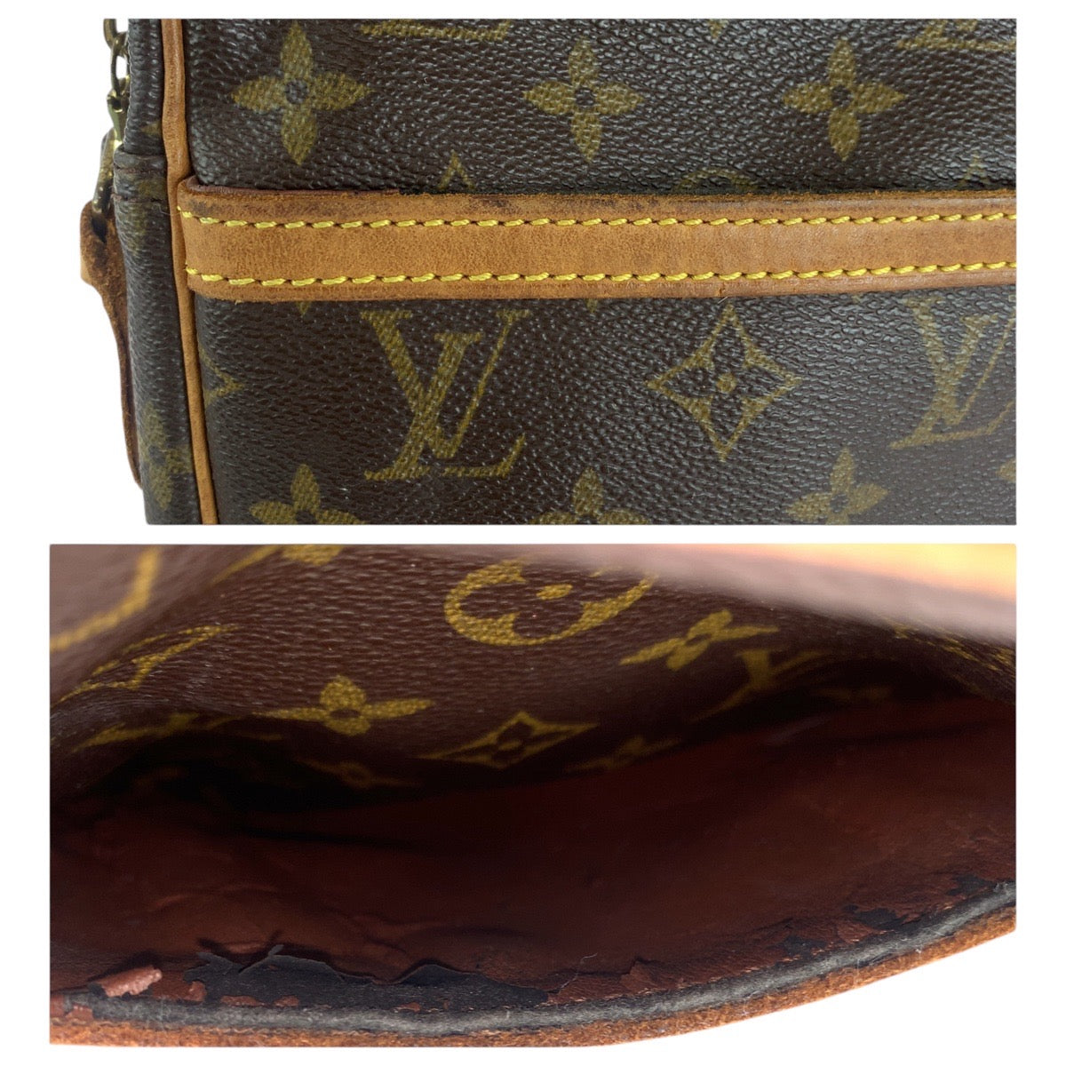13721
LOUIS VUITTON ルイヴィトン モノグラム ダヌーヴ ブラウン ゴールド金具 PVC / レザー M45266 斜め掛け ショルダーバッグ メッセンジャーバッグ  レディース