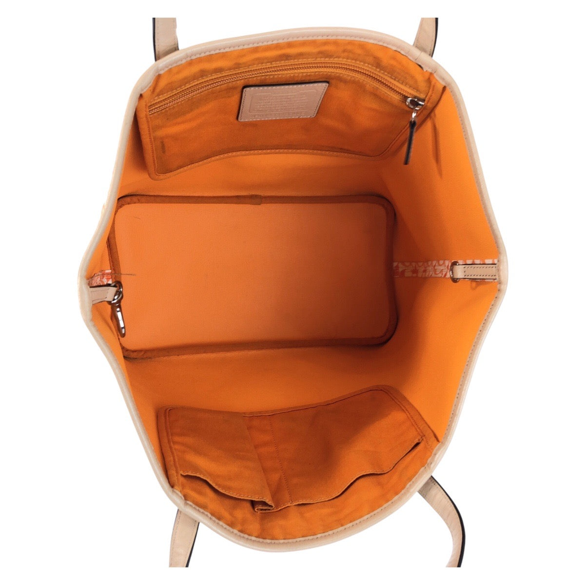 13723
COACH コーチ シグネチャー オレンジ シルバー金具 PVC / レザー トートバッグ ショルダーバッグ  レディース