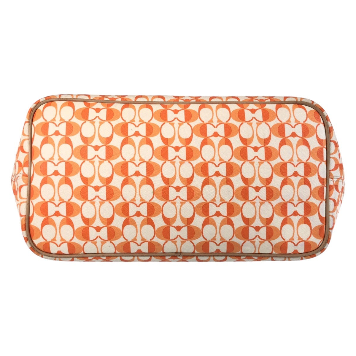 13723
COACH コーチ シグネチャー オレンジ シルバー金具 PVC / レザー トートバッグ ショルダーバッグ  レディース