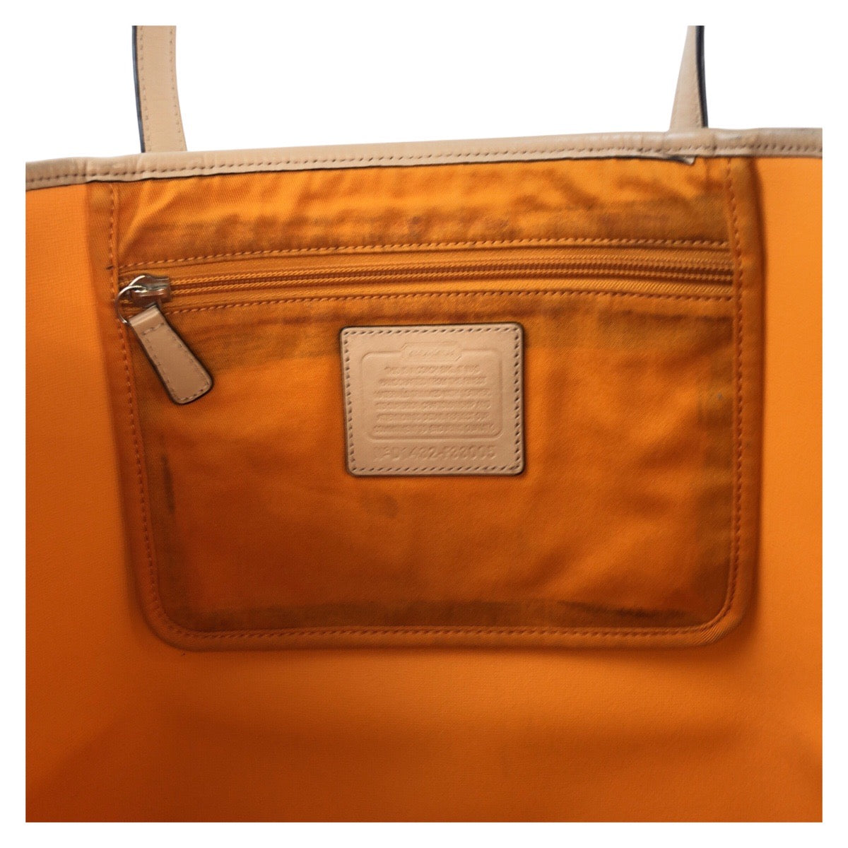 13723
COACH コーチ シグネチャー オレンジ シルバー金具 PVC / レザー トートバッグ ショルダーバッグ  レディース