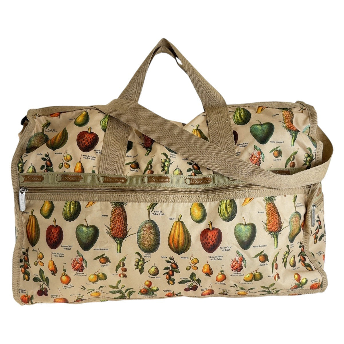13724
LeSportsac レスポートサック フルーツ柄 ベージュ マルチカラー シルバー金具 ナイロン ボストンバッグ  レディース