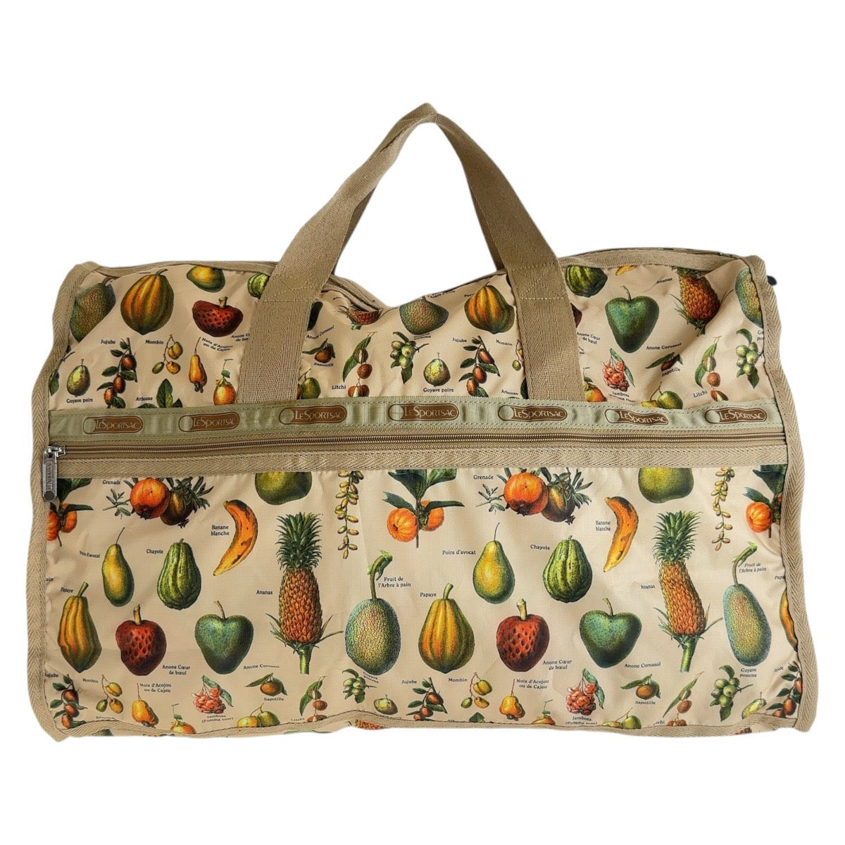 13724
LeSportsac レスポートサック フルーツ柄 ベージュ マルチカラー シルバー金具 ナイロン ボストンバッグ  レディース