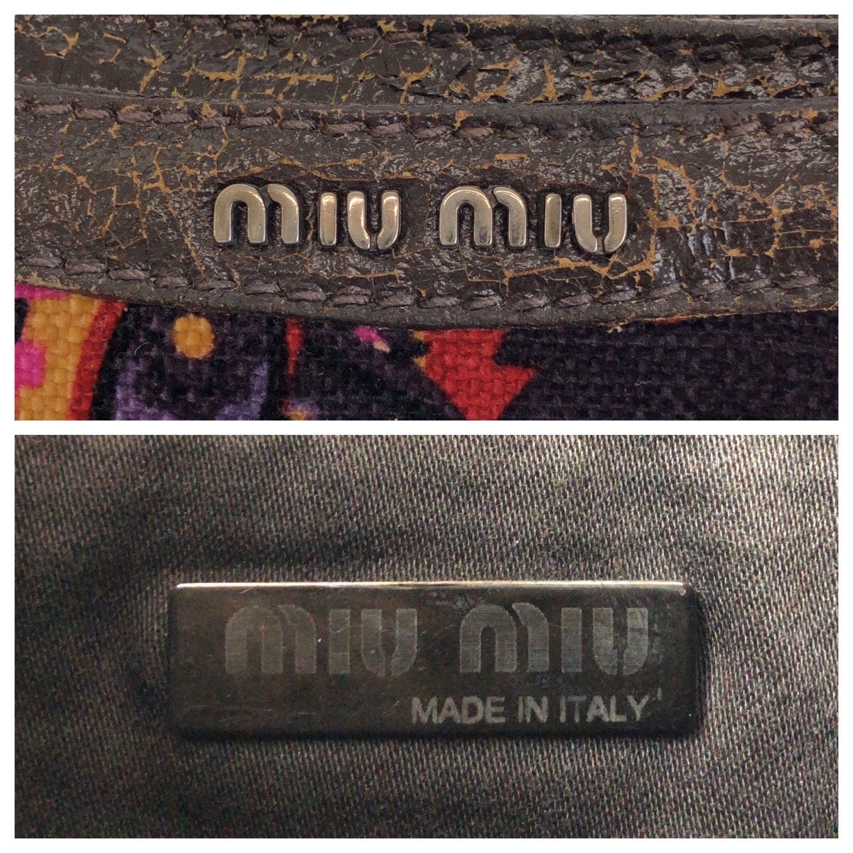 13728
Miu Miu ミュウ ミュウ ペイズリー柄 ブラウン マルチカラー シルバー金具 レザー / スウェード ショルダーバッグ ハンドバッグ 2way  レディース