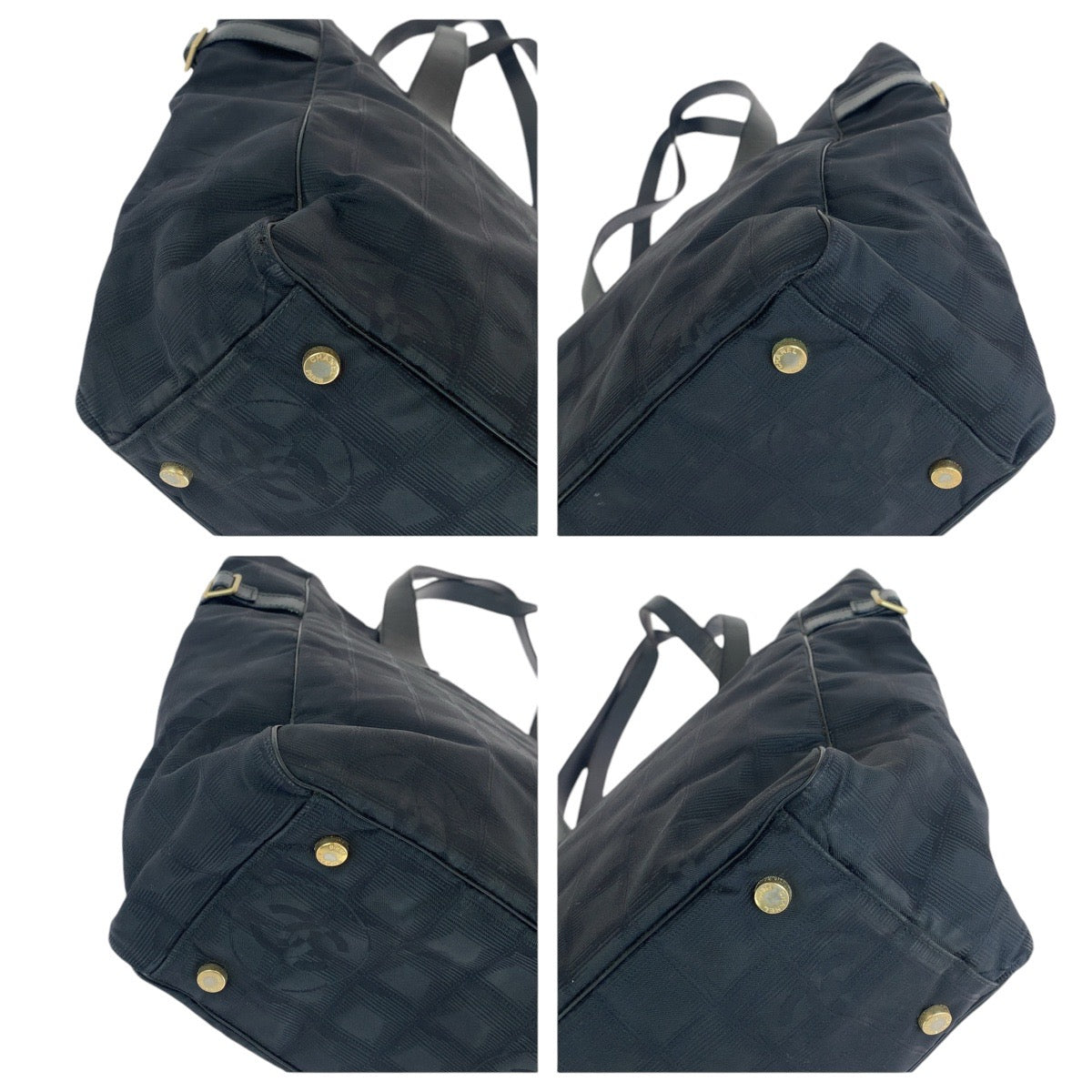 13729
CHANEL シャネル ヴィンテージ ニュートラベルライン トートGM ブラック 黒 ゴールド金具 ナイロン / レザー トートバッグ ショルダーバッグ  レディース