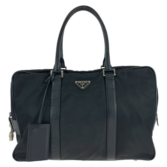 13731
PRADA プラダ テスート 三角ロゴプレート ブラック 黒 シルバー金具 ナイロン / レザー ビジネスバッグ ブリーフケース  メンズ