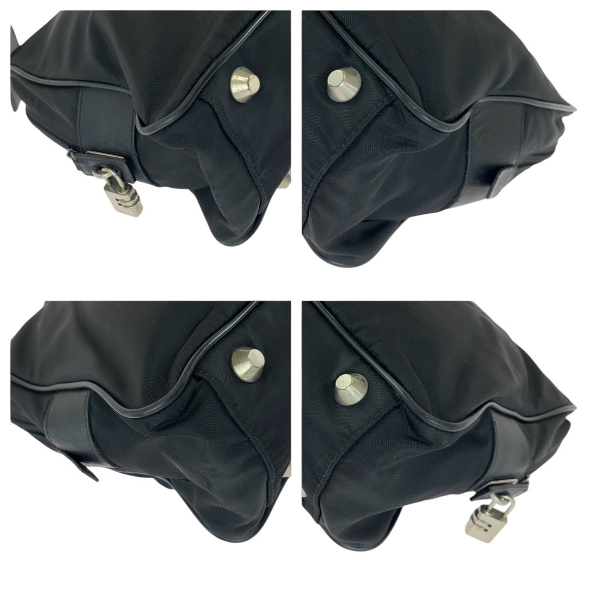 13731
PRADA プラダ テスート 三角ロゴプレート ブラック 黒 シルバー金具 ナイロン / レザー ビジネスバッグ ブリーフケース  メンズ