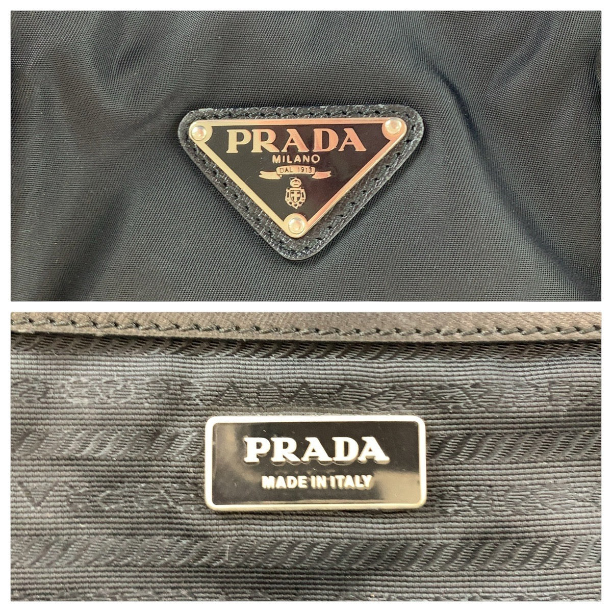 13731
PRADA プラダ テスート 三角ロゴプレート ブラック 黒 シルバー金具 ナイロン / レザー ビジネスバッグ ブリーフケース  メンズ