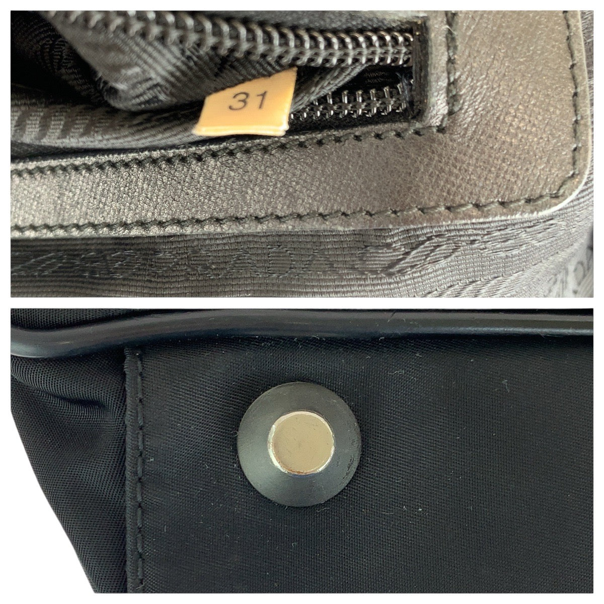 13731
PRADA プラダ テスート 三角ロゴプレート ブラック 黒 シルバー金具 ナイロン / レザー ビジネスバッグ ブリーフケース  メンズ