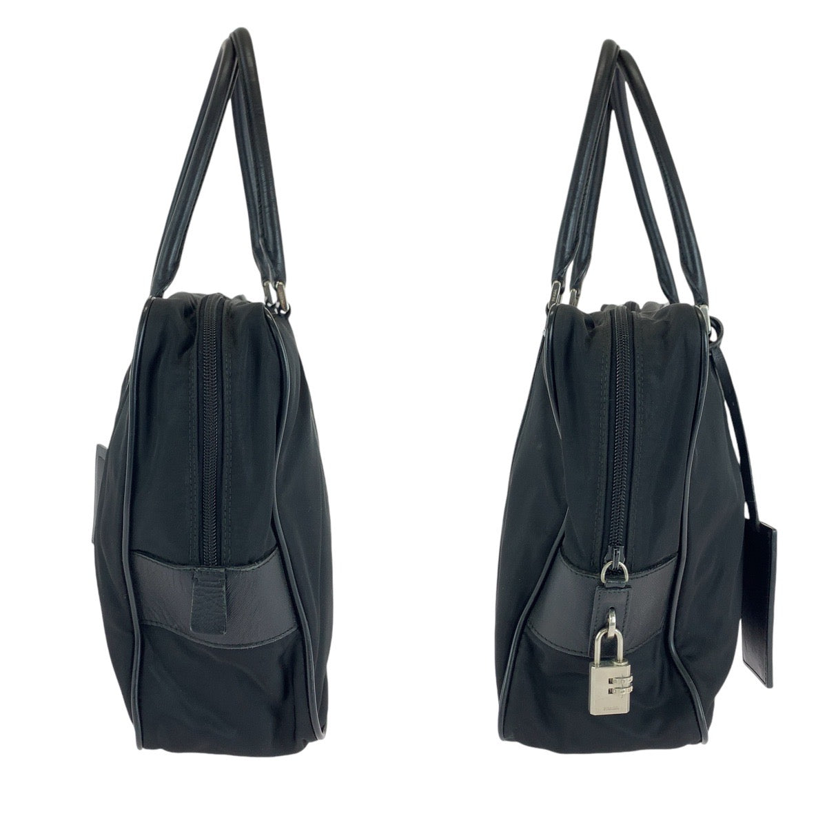 13731
PRADA プラダ テスート 三角ロゴプレート ブラック 黒 シルバー金具 ナイロン / レザー ビジネスバッグ ブリーフケース  メンズ