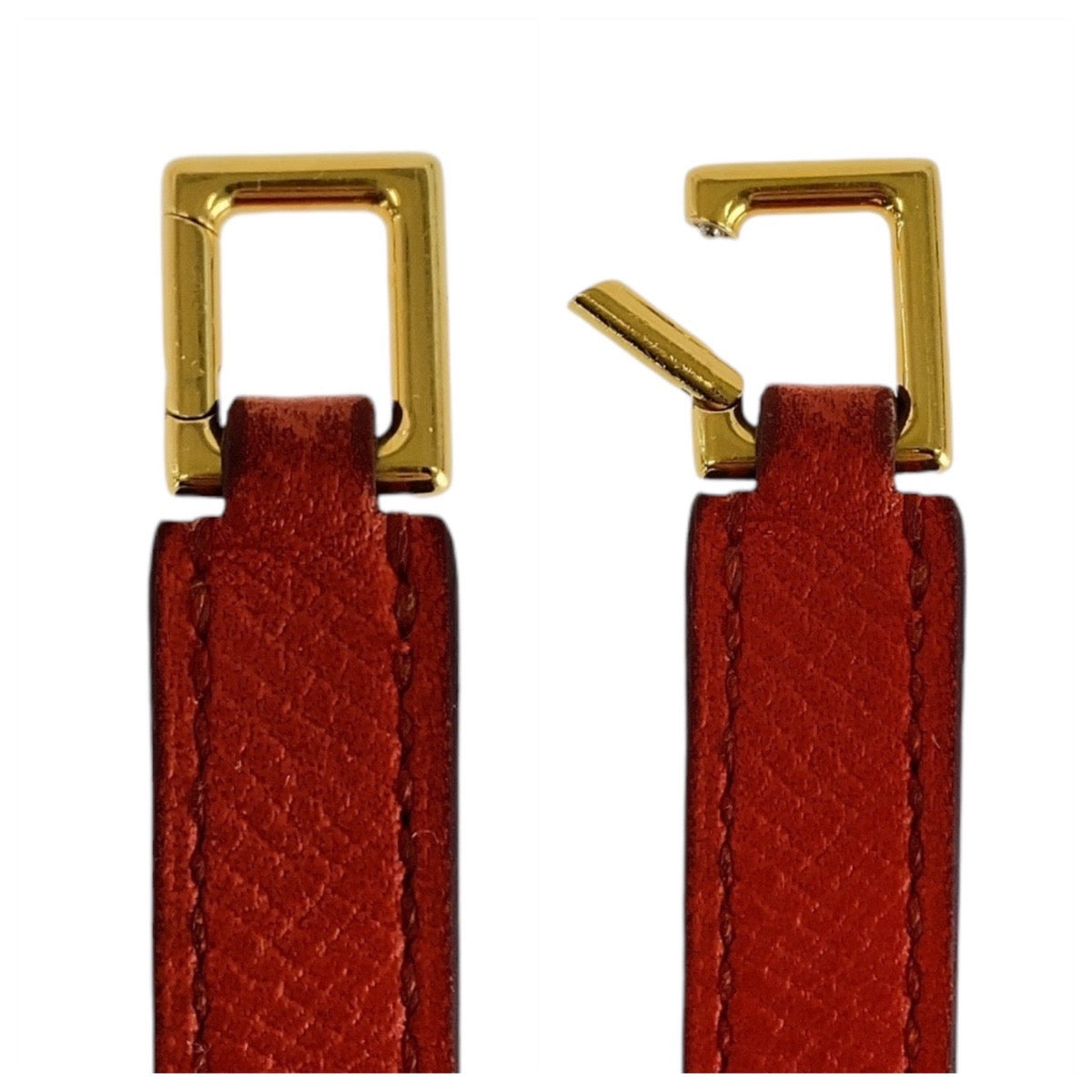 14179
HERMES エルメス リヴァル ドゥブルトゥール オレンジ ゴールド金具 ヴォーエプソン ブレスレット バングル x刻印  レディース
