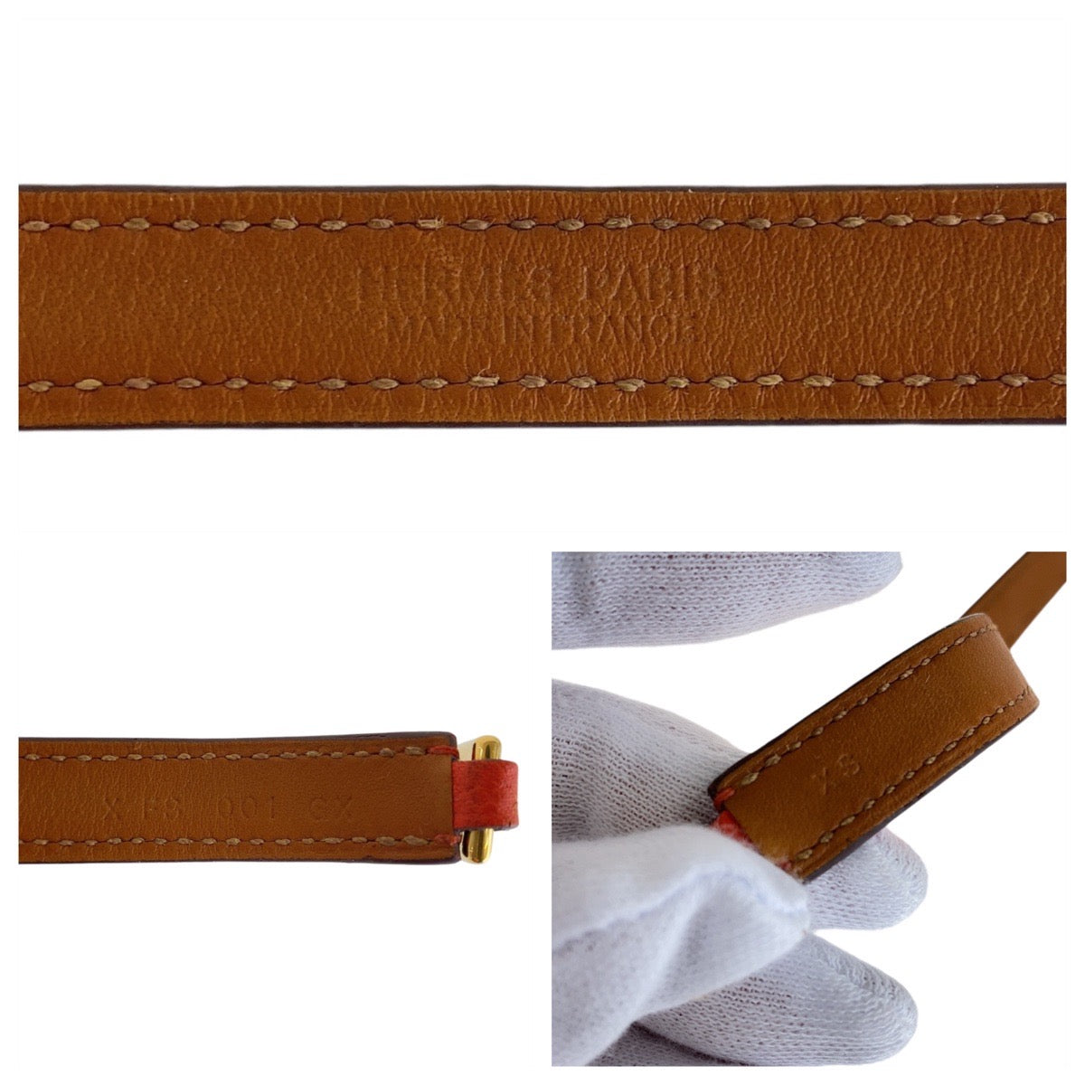 14179
HERMES エルメス リヴァル ドゥブルトゥール オレンジ ゴールド金具 ヴォーエプソン ブレスレット バングル x刻印  レディース
