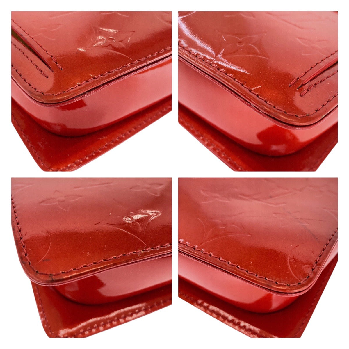 13732
LOUIS VUITTON ルイヴィトン モノグラム ヴェルニ モット ルージュ ゴールド金具 エナメル M91137 ショルダーバッグ  レディース